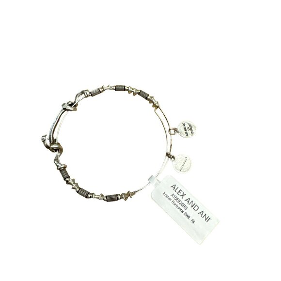 Alex and Ani Anchors Away Expandable Bangle Bracelet Silver Nautical Beaded New - Picture 5 of 6